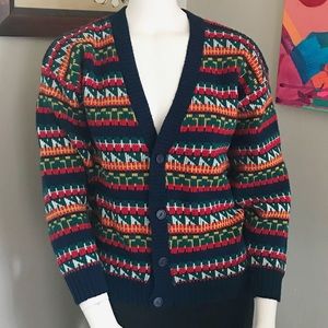 Vintage Cadet Club Boys Cardigan Sweater Geometric